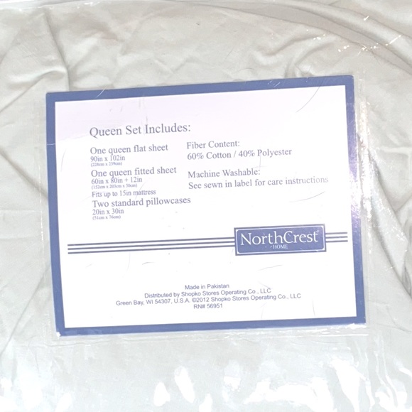 NEW! NORTHCREST Queen Sheet Set 200 Thread Count Cotton Blend Color: Sage - Picture 4 of 8